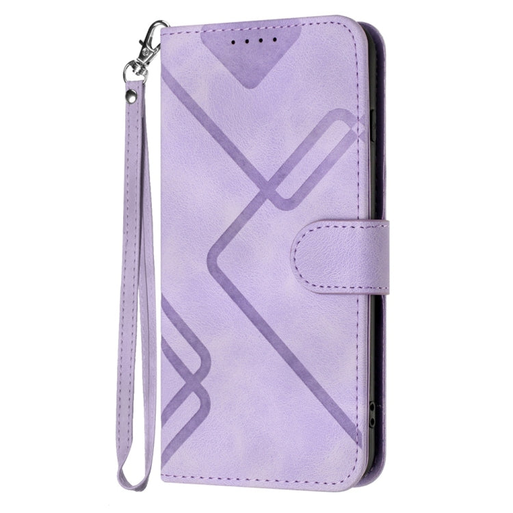 For Samsung Galaxy S25+ 5G Line Pattern Skin Feel Leather Phone Case(Light Purple) - Galaxy S25+ 5G Cases by PMC Jewellery | Online Shopping South Africa | PMC Jewellery | Buy Now Pay Later Mobicred