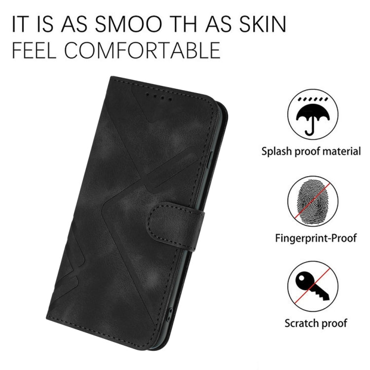 For Samsung Galaxy S25+ 5G Line Pattern Skin Feel Leather Phone Case(Black) - Galaxy S25+ 5G Cases by PMC Jewellery | Online Shopping South Africa | PMC Jewellery | Buy Now Pay Later Mobicred