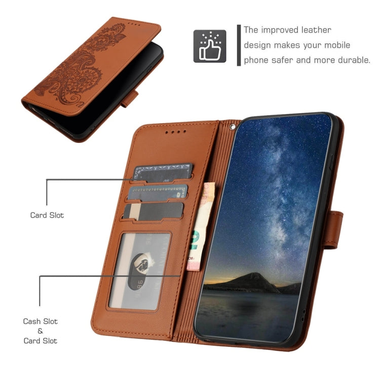 For Samsung Galaxy S25 5G Datura Flower Embossed Flip Leather Phone Case(Brown) - Galaxy S25 5G Cases by PMC Jewellery | Online Shopping South Africa | PMC Jewellery | Buy Now Pay Later Mobicred