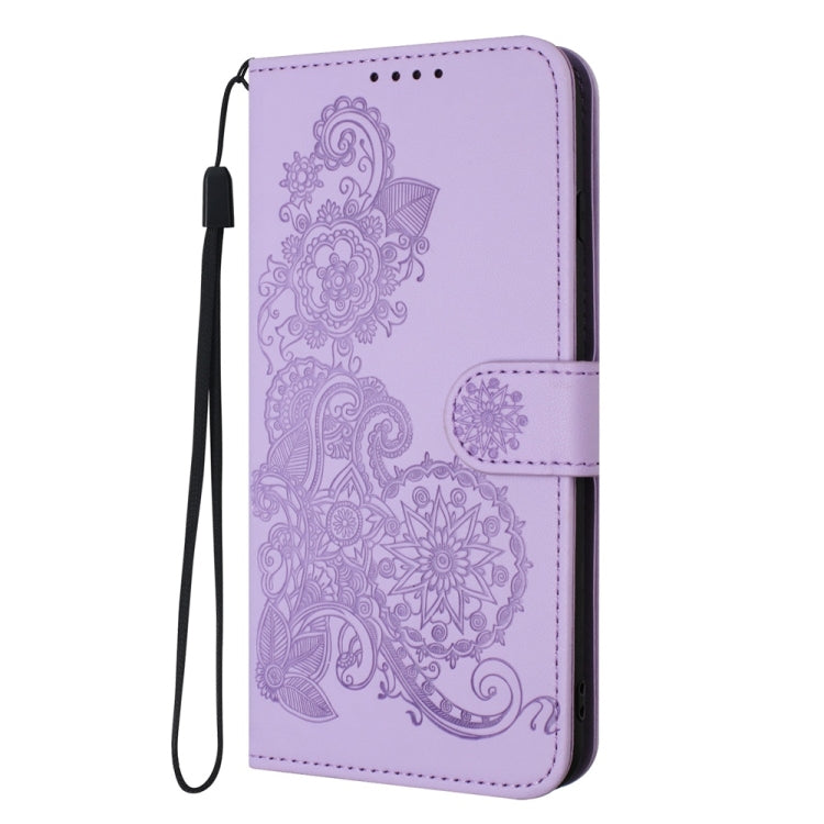 For Samsung Galaxy S25 5G Datura Flower Embossed Flip Leather Phone Case(Purple) - Galaxy S25 5G Cases by PMC Jewellery | Online Shopping South Africa | PMC Jewellery | Buy Now Pay Later Mobicred