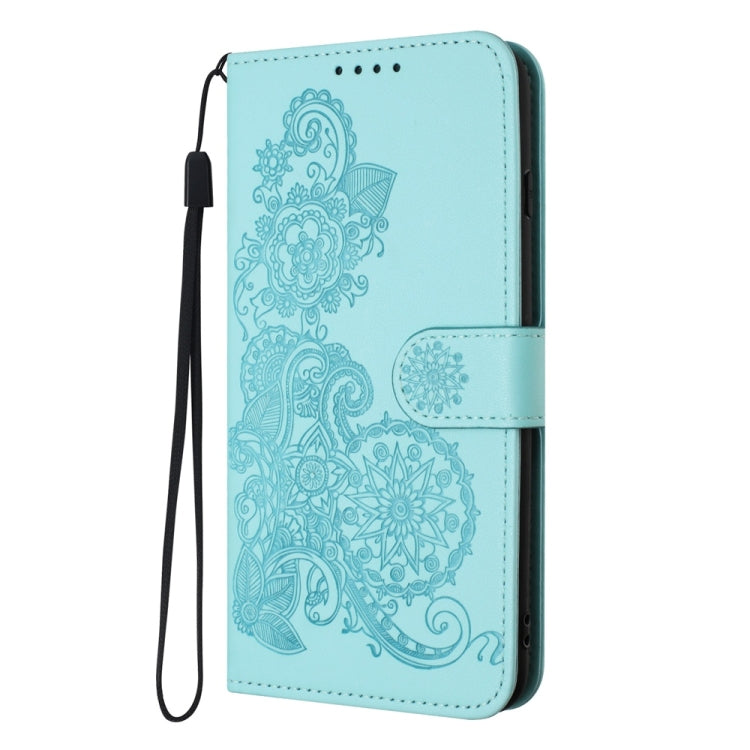 For Samsung Galaxy S25+ 5G Datura Flower Embossed Flip Leather Phone Case(Light Blue) - free shipping - PMC Jewellery - Order now!