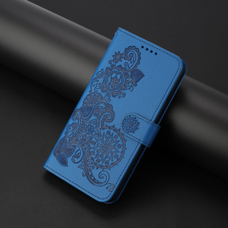For Samsung Galaxy S25 Ultra 5G Datura Flower Embossed Flip Leather Phone Case(Blue) - Galaxy S25 Ultra 5G Cases by PMC Jewellery | Online Shopping South Africa | PMC Jewellery | Buy Now Pay Later Mobicred