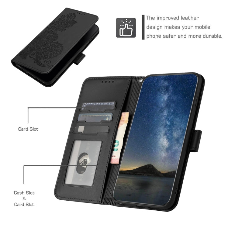 For Samsung Galaxy S25 Ultra 5G Datura Flower Embossed Flip Leather Phone Case(Black) - Galaxy S25 Ultra 5G Cases by PMC Jewellery | Online Shopping South Africa | PMC Jewellery | Buy Now Pay Later Mobicred