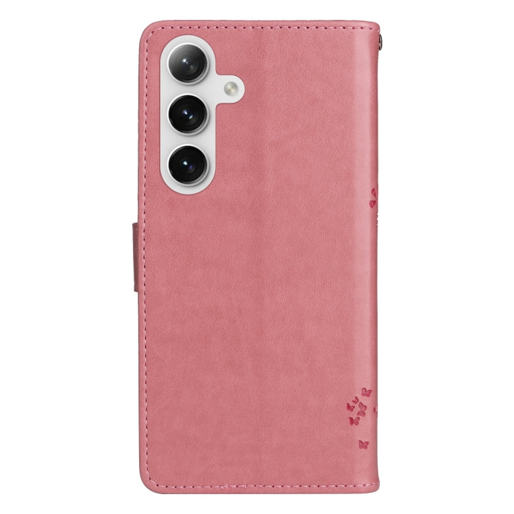 For Samsung Galaxy S25 / S24 5G Tree & Cat Embossed Pattern Flip Leather Phone Case(Pink) - free shipping - PMC Jewellery - Order now!