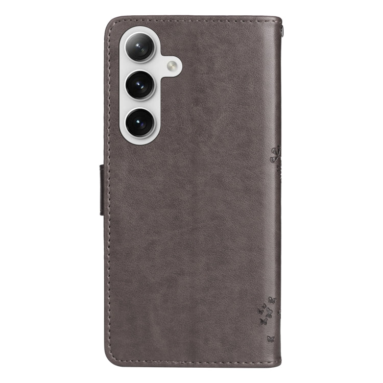 For Samsung Galaxy S25 / S24 5G Tree & Cat Embossed Pattern Flip Leather Phone Case(Grey) - Galaxy S25 5G Cases by PMC Jewellery | Online Shopping South Africa | PMC Jewellery | Buy Now Pay Later Mobicred