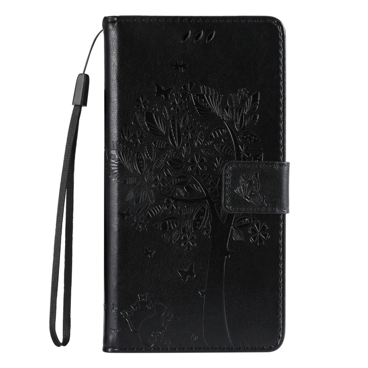 For Samsung Galaxy S25+ / S24+ 5G Tree & Cat Embossed Pattern Flip Leather Phone Case(Black) - Galaxy S25+ 5G Cases by PMC Jewellery | Online Shopping South Africa | PMC Jewellery | Buy Now Pay Later Mobicred