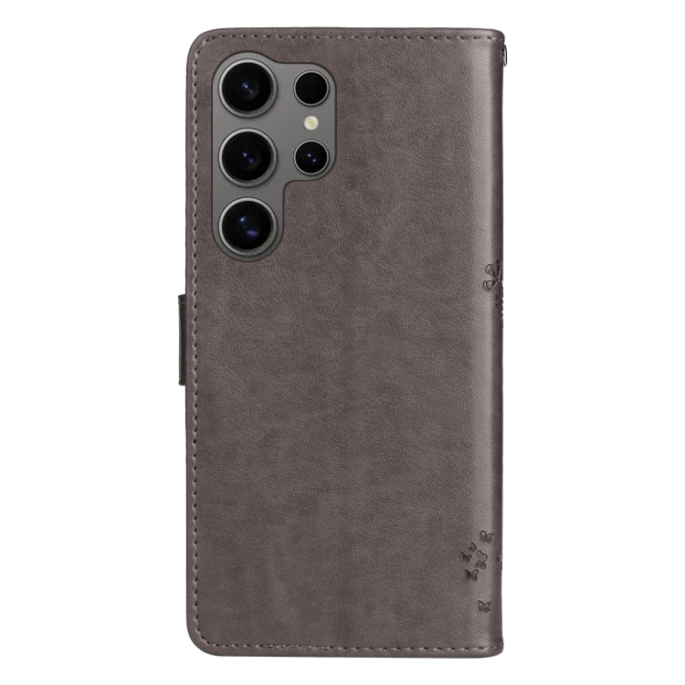 For Samsung Galaxy S25 Ultra 5G Tree & Cat Embossed Pattern Flip Leather Phone Case(Grey) - Galaxy S25 Ultra 5G Cases by PMC Jewellery | Online Shopping South Africa | PMC Jewellery | Buy Now Pay Later Mobicred