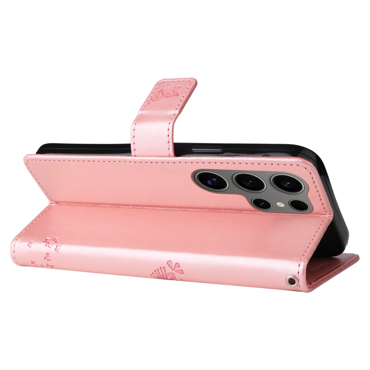 For Samsung Galaxy S25 Ultra 5G Tree & Cat Embossed Pattern Flip Leather Phone Case(Rose Gold) - Galaxy S25 Ultra 5G Cases by PMC TechLife | Online Shopping South Africa | PMC TechLife | Buy Now Pay Later Mobicred