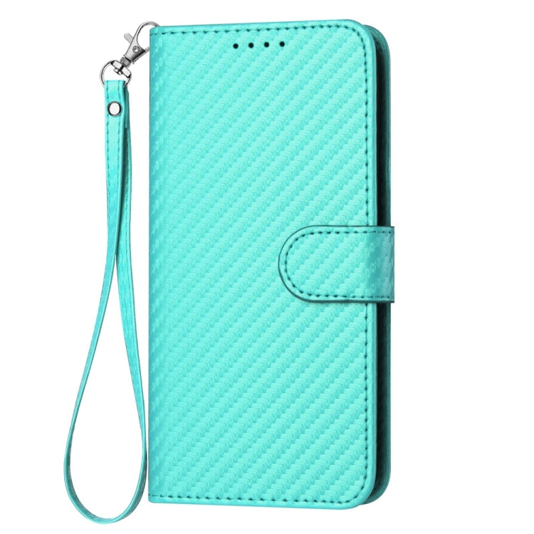 For Samsung Galaxy S25 5G YX0070 Carbon Fiber Buckle Leather Phone Case with Lanyard(Light Blue) - free shipping - PMC Jewellery - Order now!