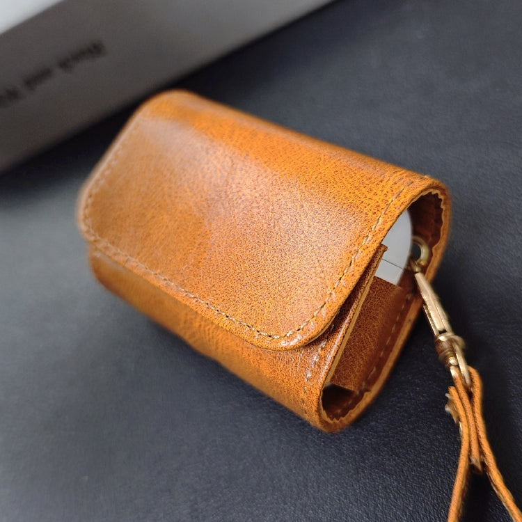 For AirPods 3 Cowhide Texture PU Headset Shockproof Case(Coffee) - For AirPods 3 by PMC Jewellery | Online Shopping South Africa | PMC Jewellery | Buy Now Pay Later Mobicred