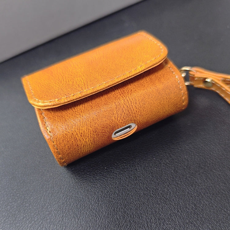 For AirPods 3 Cowhide Texture PU Headset Shockproof Case(Coffee) - For AirPods 3 by PMC Jewellery | Online Shopping South Africa | PMC Jewellery | Buy Now Pay Later Mobicred