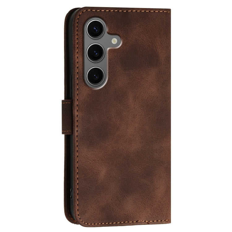For Samsung Galaxy S25+ 5G YX0080 Grid Butterfly Embossed Pattern Flip Leather Phone Case with Lanyard(Coffee) - Galaxy S25+ 5G Cases by PMC TechLife | Online Shopping South Africa | PMC TechLife | Buy Now Pay Later Mobicred