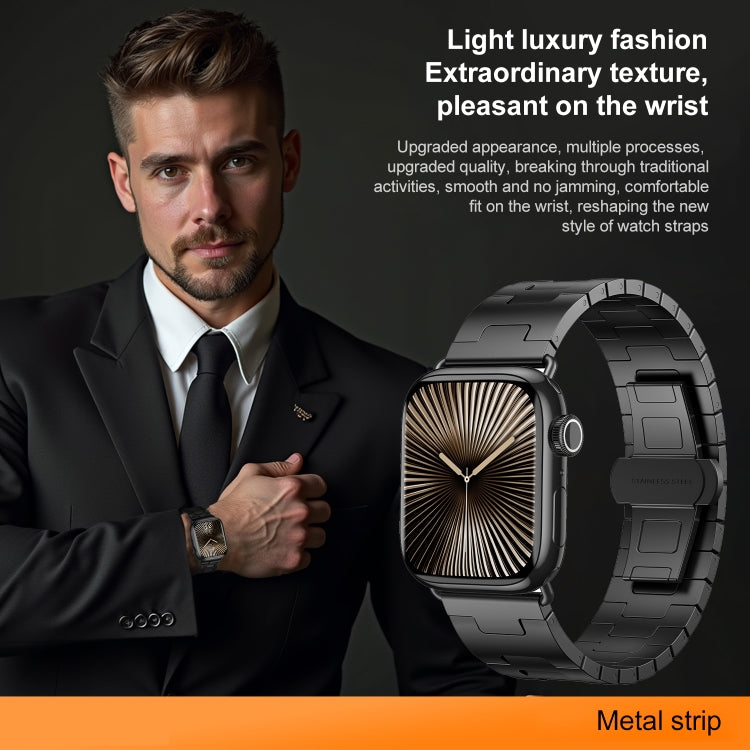 For Apple Watch 42mm / 41mm / 40mm / 38mm Side Release Stainless Steel Watch Band(Titanium) - free shipping - PMC TechLife - Order now!