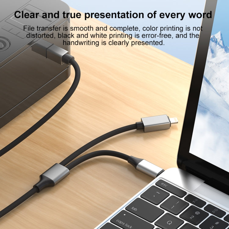 2 in 1 Type-C and 8 Pin to USB-B MIDI Instruments Printer Cable, Length: 1m, Length:1m(White) - Multifunction Cable by PMC Jewellery | Online Shopping South Africa | PMC Jewellery | Buy Now Pay Later Mobicred