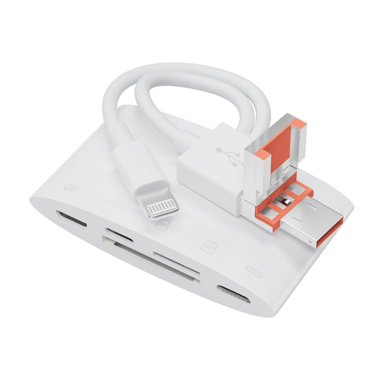 NK-1040TL Pro USB-C / Type-C, 8 Pin, USB to USB-C / Type-C, 8 Pin, Micro USB, TF, SD Card Reader Adapter(White) - U Disk & Card Reader by PMC TechLife | Online Shopping South Africa | PMC TechLife | Buy Now Pay Later Mobicred