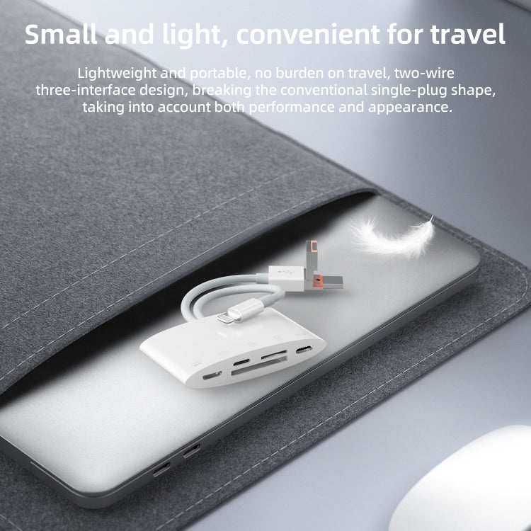 NK-1040TL Pro USB-C / Type-C, 8 Pin, USB to USB-C / Type-C, 8 Pin, Micro USB, TF, SD Card Reader Adapter(White) - U Disk & Card Reader by PMC TechLife | Online Shopping South Africa | PMC TechLife | Buy Now Pay Later Mobicred