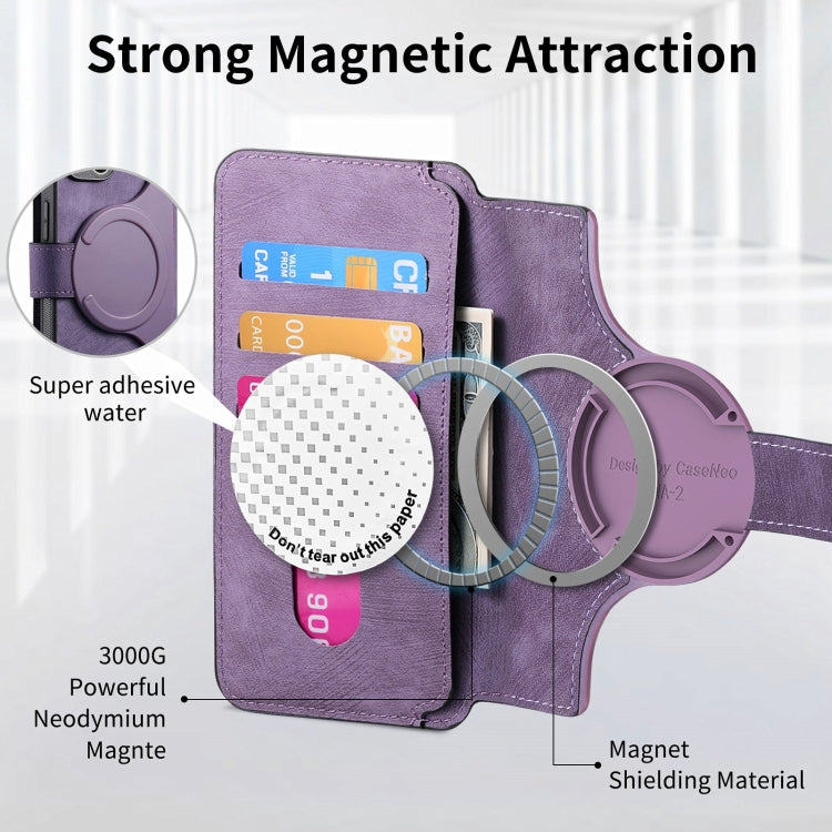 For iPhone 16 Pro Max CaseNeo MagSafe RFID Anti-theft Retro Leather Phone Case(Purple) - free shipping - PMC Jewellery - Order now!