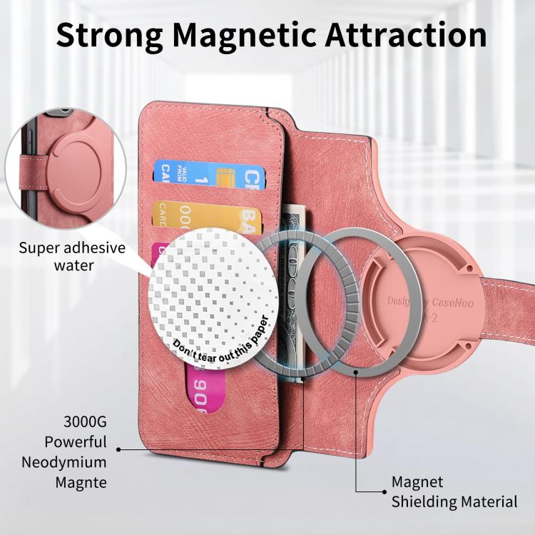 For iPhone 16e CaseNeo MagSafe RFID Anti-theft Retro Leather Phone Case(Pink) - free shipping - PMC TechLife - Order now!