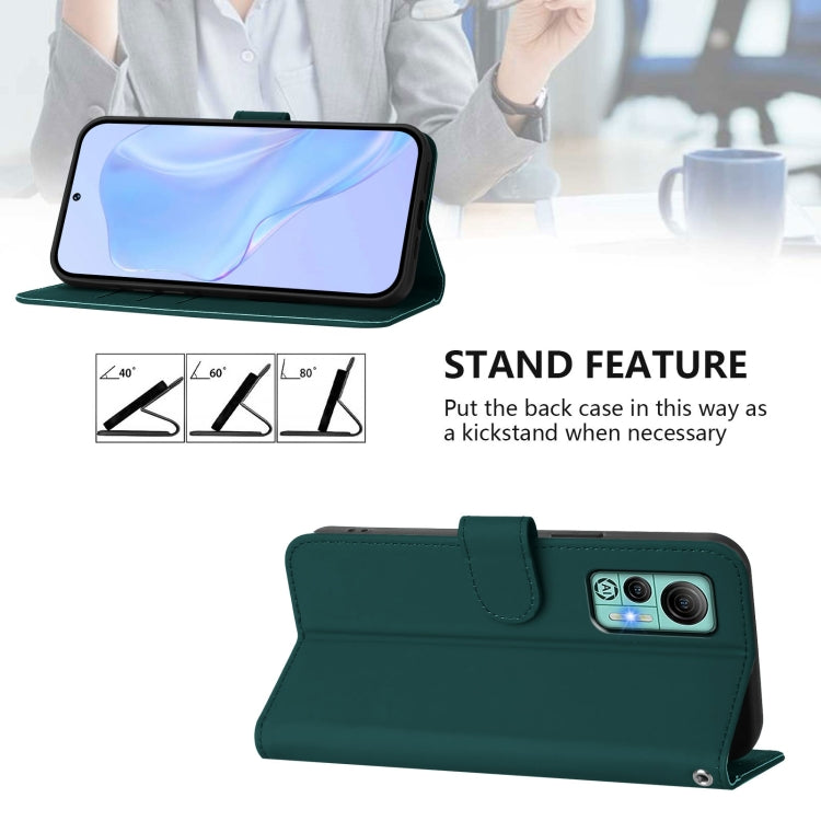For Ulefone Note 14 Skin Feel Solid Color Leather Phone Case with Lanyard(Dark Green) - free shipping - PMC Jewellery - Order now!