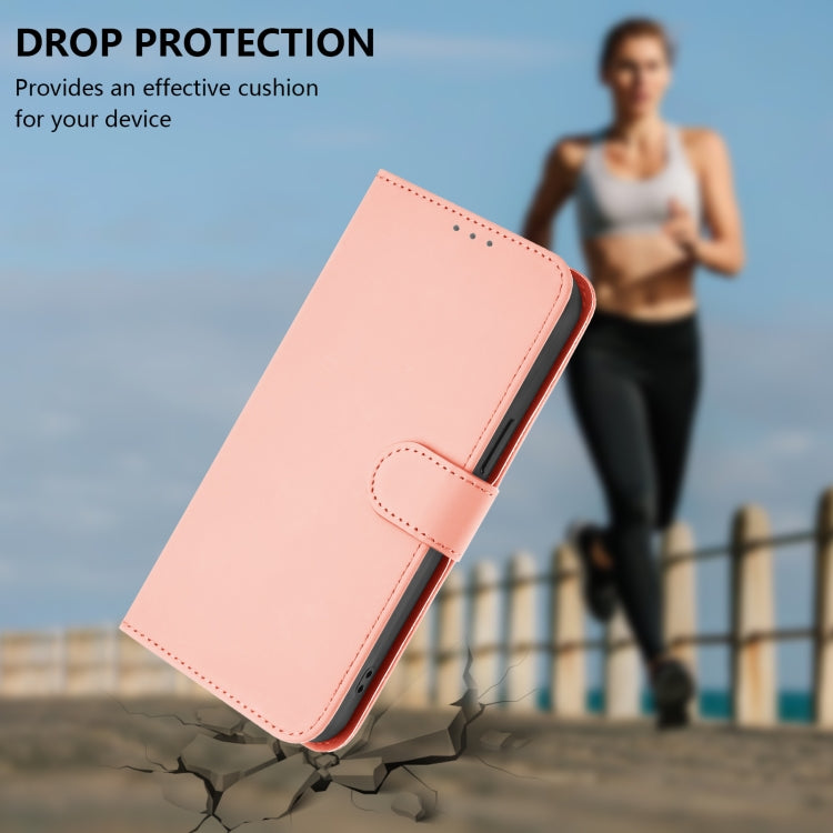 For iPhone 16e Skin Feel Solid Color Leather Phone Case with Lanyard(Pink) - iPhone 16e Cases by PMC TechLife | Online Shopping South Africa | PMC TechLife | Buy Now Pay Later Mobicred
