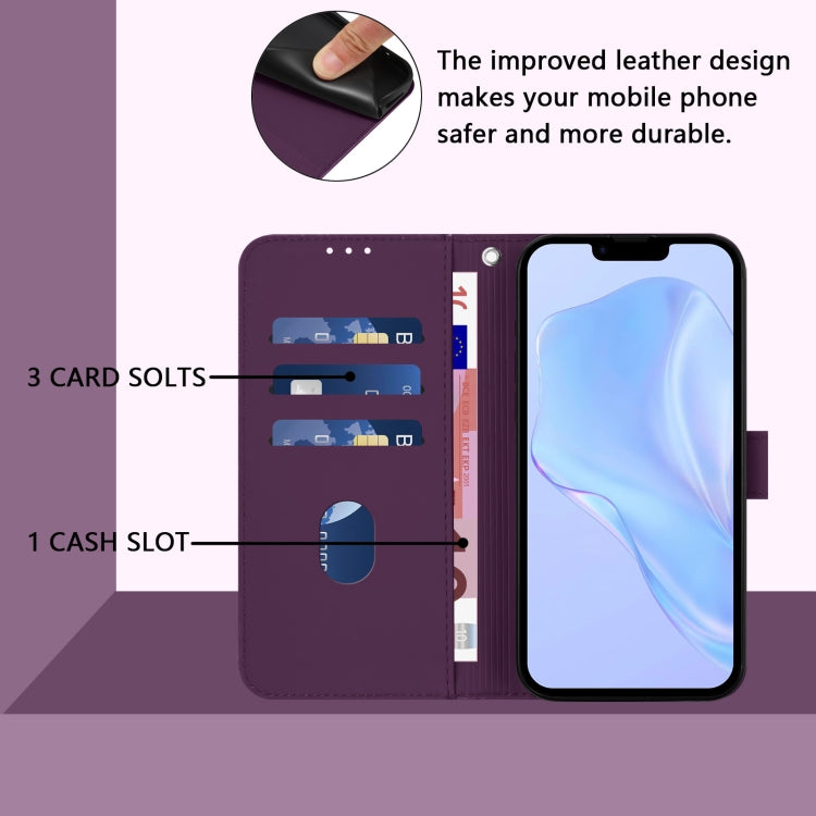 For iPhone 16e Skin Feel Solid Color Leather Phone Case with Lanyard(Violet) - iPhone 16e Cases by PMC TechLife | Online Shopping South Africa | PMC TechLife | Buy Now Pay Later Mobicred