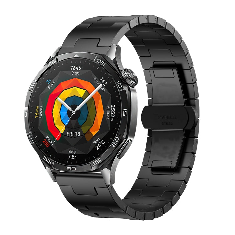 For Huawei GT4 46mm / GT5 46mm / GT5 Pro 22mm H-shaped Butterfly Buckle Stainless Steel Watch Band(Black) - 22mm Bands by PMc TechLife | Online Shopping South Africa | PMc TechLife | Buy Now Pay Later Mobicred