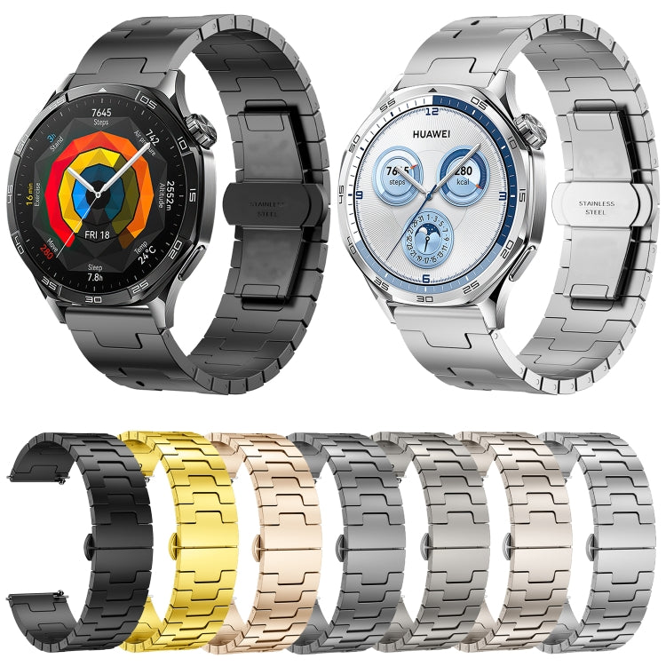 For Huawei GT4 46mm / GT5 46mm / GT5 Pro 22mm H-shaped Butterfly Buckle Stainless Steel Watch Band(Gold) - free shipping - PMC TechLife - Order now!