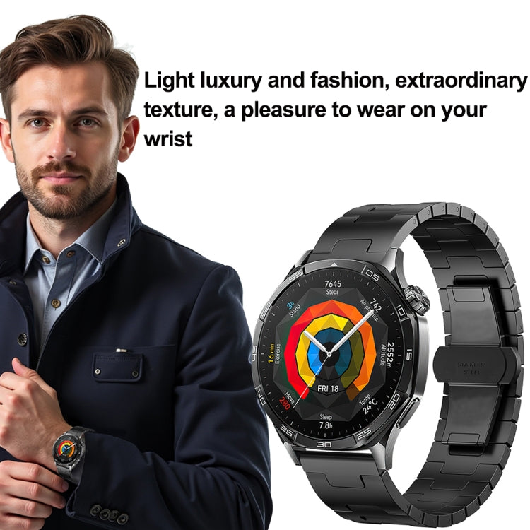 For Huawei GT4 46mm / GT5 46mm / GT5 Pro 22mm H-shaped Butterfly Buckle Stainless Steel Watch Band(Black) - 22mm Bands by PMc TechLife | Online Shopping South Africa | PMc TechLife | Buy Now Pay Later Mobicred