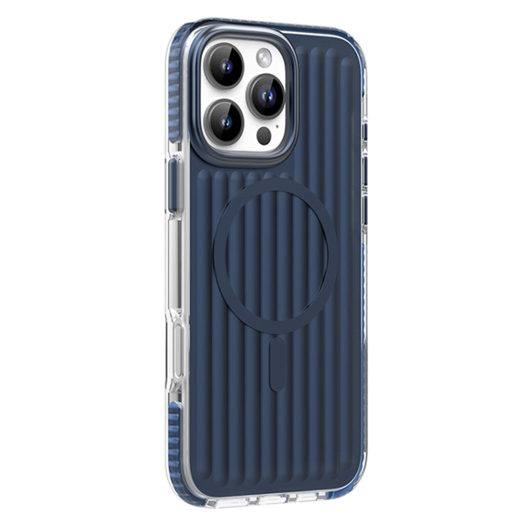 For iPhone 16 Pro Max Mutural Corrugated Texture Magsafe Magnetic Shockproof Phone Case(Blue) - free shipping - PMC Jewellery - Order now!
