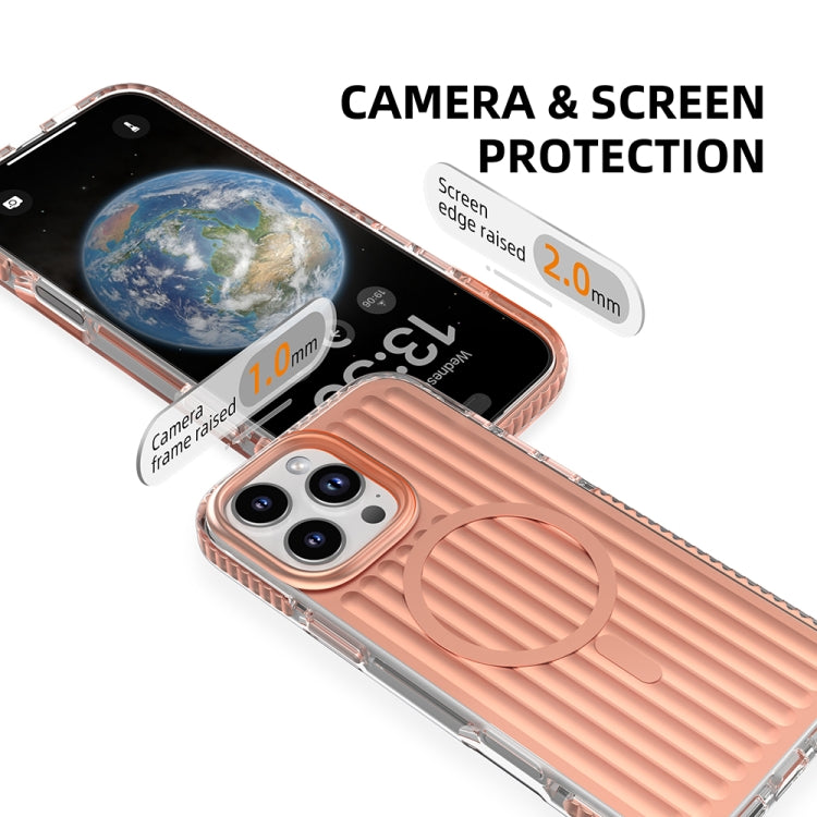For iPhone 16 Pro Mutural Corrugated Texture Magsafe Magnetic Shockproof Phone Case(Silver) - free shipping - PMC Jewellery - Order now!