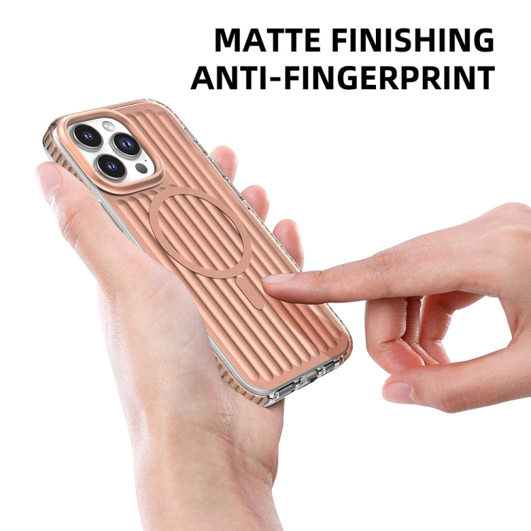 For iPhone 16 Pro Mutural Corrugated Texture Magsafe Magnetic Shockproof Phone Case(Silver) - free shipping - PMC Jewellery - Order now!