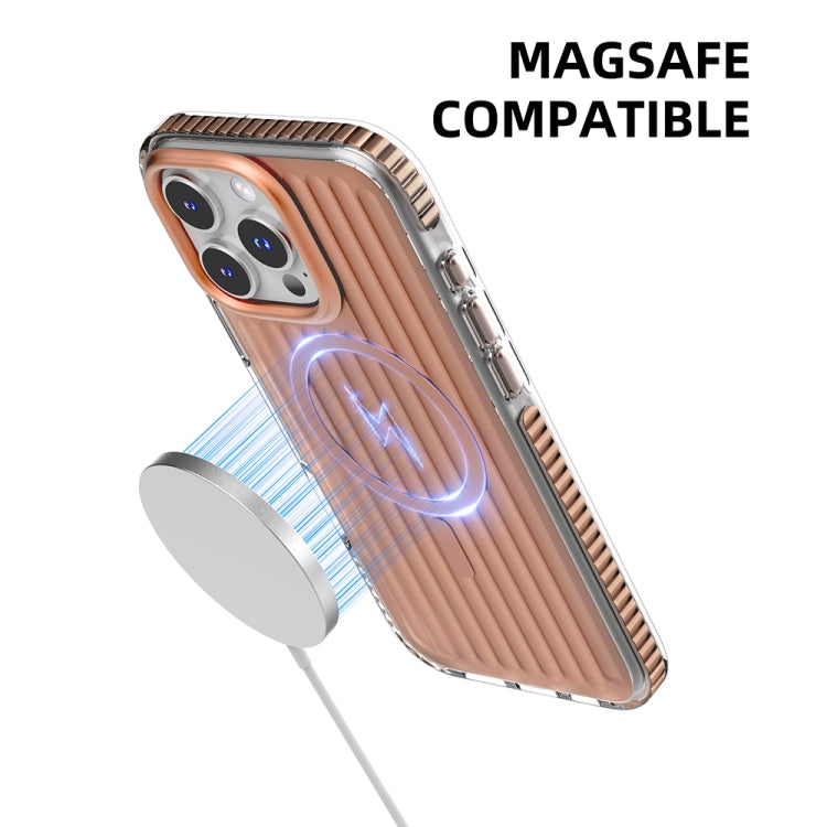 For iPhone 16 Pro Mutural Corrugated Texture Magsafe Magnetic Shockproof Phone Case(Silver) - free shipping - PMC Jewellery - Order now!