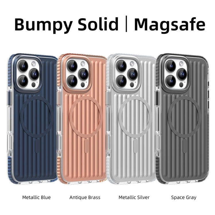 For iPhone 16 Mutural Corrugated Texture Magsafe Magnetic Shockproof Phone Case(Dark Grey) - free shipping - PMC Jewellery - Order now!