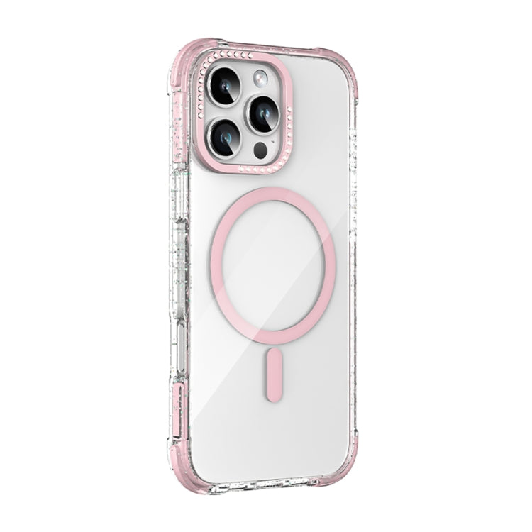 For iPhone 16 Pro Max Mutural Blink Series Glitter Edge MagSafe Magnetic Phone Case(Pink) - free shipping - PMC Jewellery - Order now!