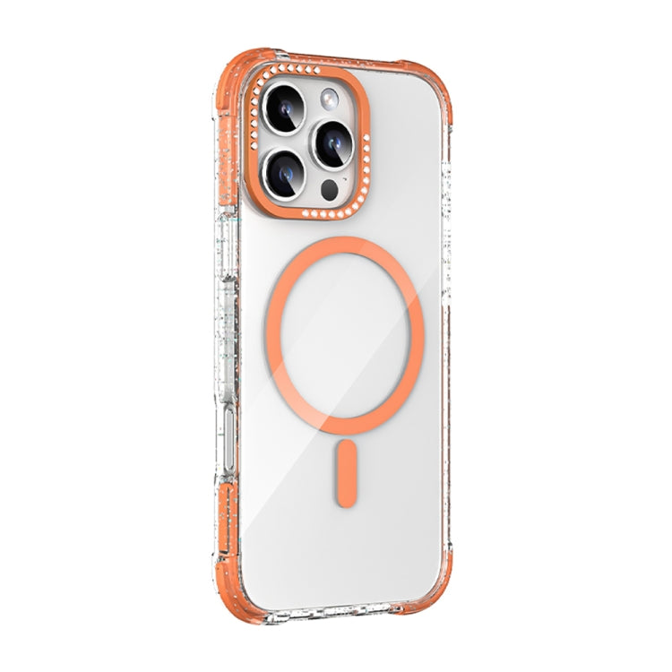 For iPhone 16 Pro Mutural Blink Series Glitter Edge MagSafe Magnetic Phone Case(Orange) - free shipping - PMC Jewellery - Order now!