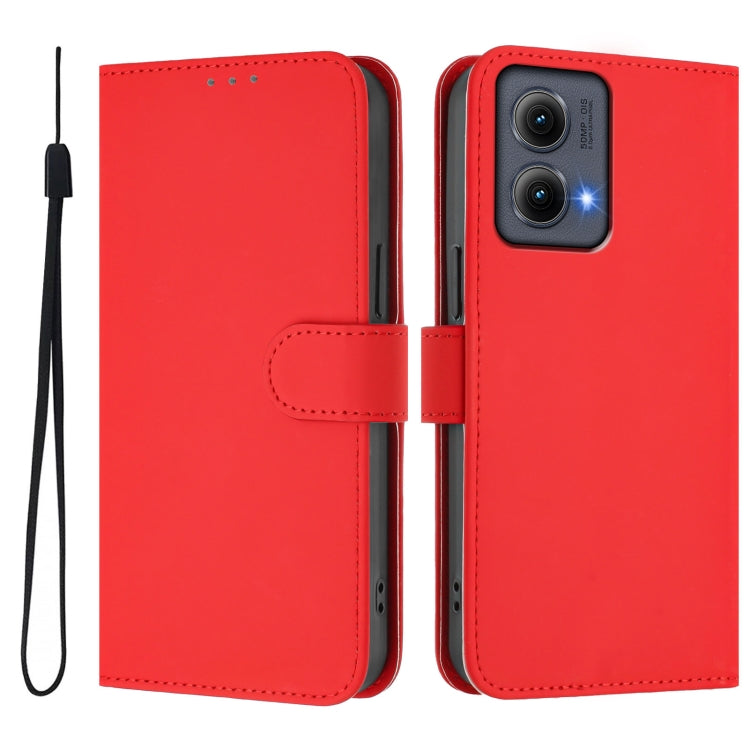 For Motorola Edge 5G 2024 Skin Feel Solid Color Leather Phone Case with Lanyard(Red) - free shipping - PMC Jewellery - Order now!