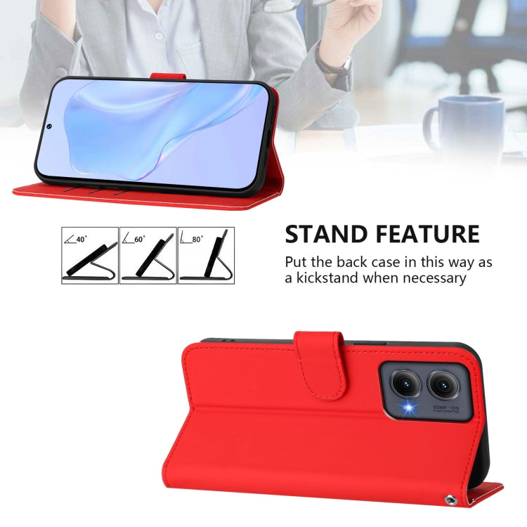 For Motorola Edge 5G 2024 Skin Feel Solid Color Leather Phone Case with Lanyard(Red) - free shipping - PMC Jewellery - Order now!