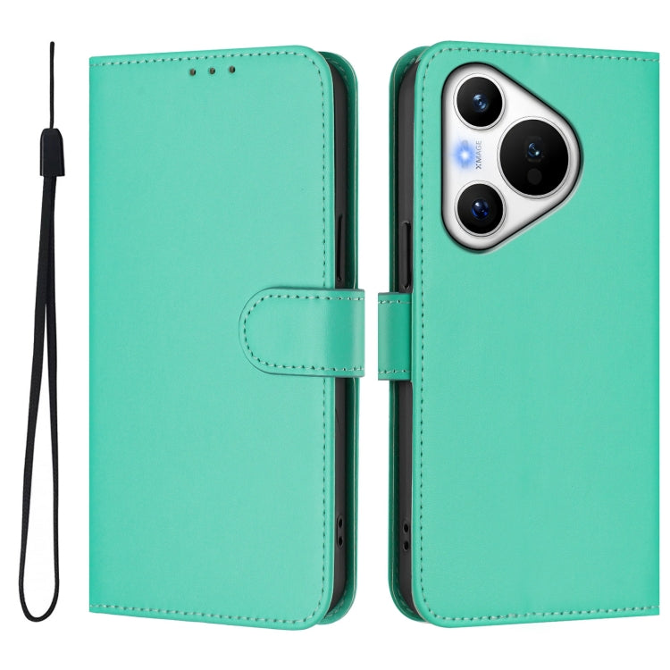 For Huawei Pura 70 Skin Feel Solid Color Leather Phone Case with Lanyard(Green) - Huawei Cases by PMC Jewellery | Online Shopping South Africa | PMC Jewellery | Buy Now Pay Later Mobicred