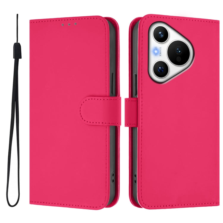 For Huawei Pura 70 Skin Feel Solid Color Leather Phone Case with Lanyard(Rose Red) - Huawei Cases by PMC Jewellery | Online Shopping South Africa | PMC Jewellery | Buy Now Pay Later Mobicred