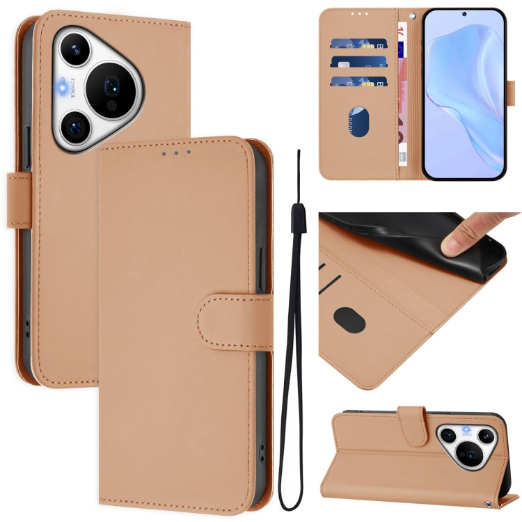 For Huawei Pura 70 Pro / 70 Pro+ Skin Feel Solid Color Leather Phone Case with Lanyard(Nude) - free shipping - PMC Jewellery - Order now!