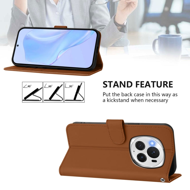 For Honor Magic6 Pro Skin Feel Solid Color Leather Phone Case with Lanyard(Brown) - free shipping - PMC Jewellery - Order now!