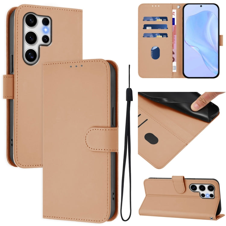 For Samsung Galaxy S25 Ultra 5G Skin Feel Solid Color Leather Phone Case with Lanyard(Nude) - Galaxy S25 Ultra 5G Cases by PMC Jewellery | Online Shopping South Africa | PMC Jewellery | Buy Now Pay Later Mobicred