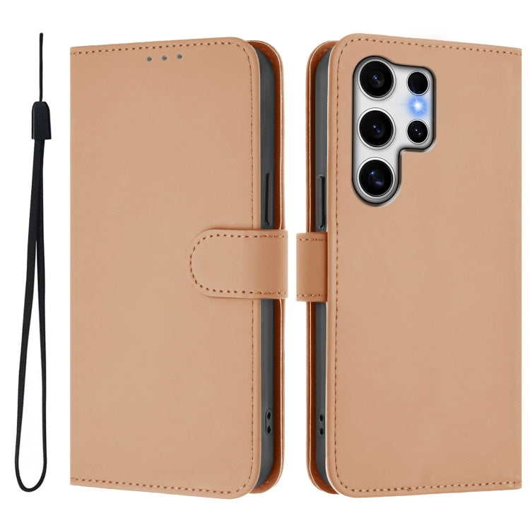 For Samsung Galaxy S25 Ultra 5G Skin Feel Solid Color Leather Phone Case with Lanyard(Nude) - Galaxy S25 Ultra 5G Cases by PMC Jewellery | Online Shopping South Africa | PMC Jewellery | Buy Now Pay Later Mobicred