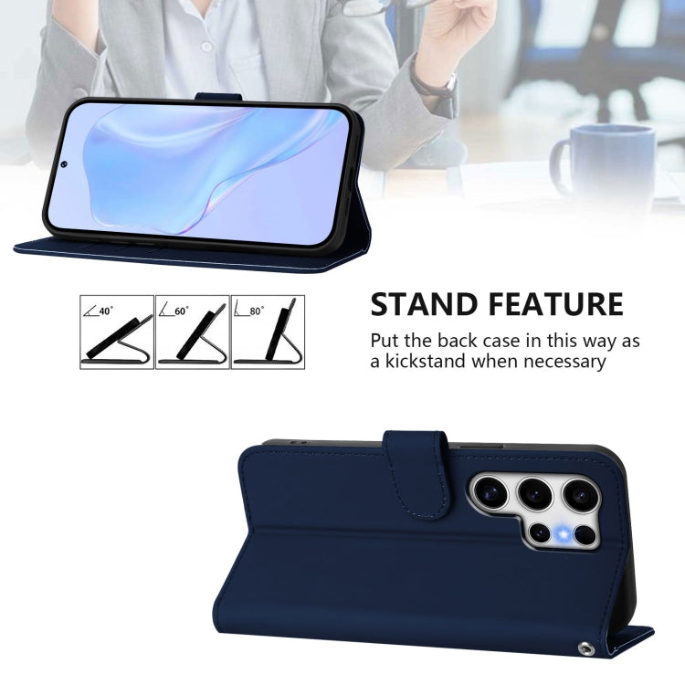 For Samsung Galaxy S25 Ultra 5G Skin Feel Solid Color Leather Phone Case with Lanyard(Navy Blue) - free shipping - PMC Jewellery - Order now!