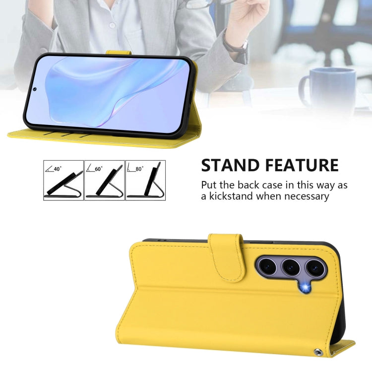 For Samsung Galaxy S25 5G Skin Feel Solid Color Leather Phone Case with Lanyard(Lemon Yellow) - Galaxy S25 5G Cases by PMC Jewellery | Online Shopping South Africa | PMC Jewellery | Buy Now Pay Later Mobicred