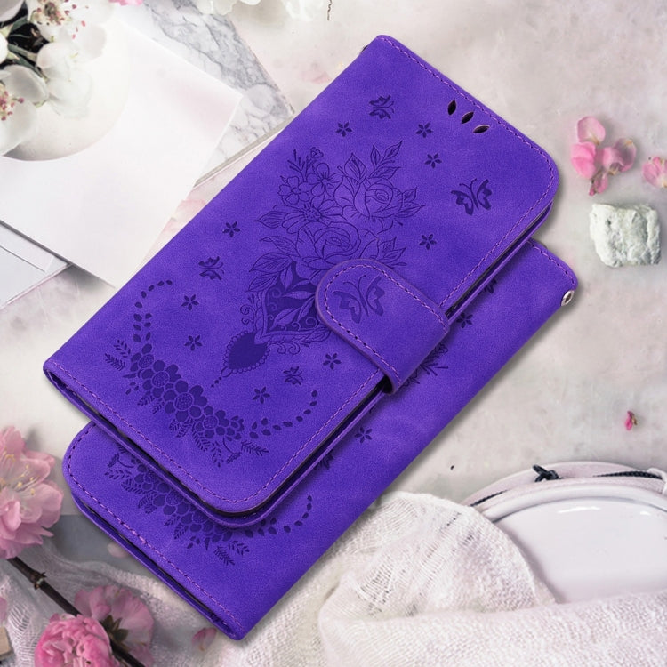 For Samsung Galaxy S25 5G Butterfly Rose Embossed Leather Phone Case(Purple) - Galaxy S25 5G Cases by PMC TechLife | Online Shopping South Africa | PMC TechLife | Buy Now Pay Later Mobicred
