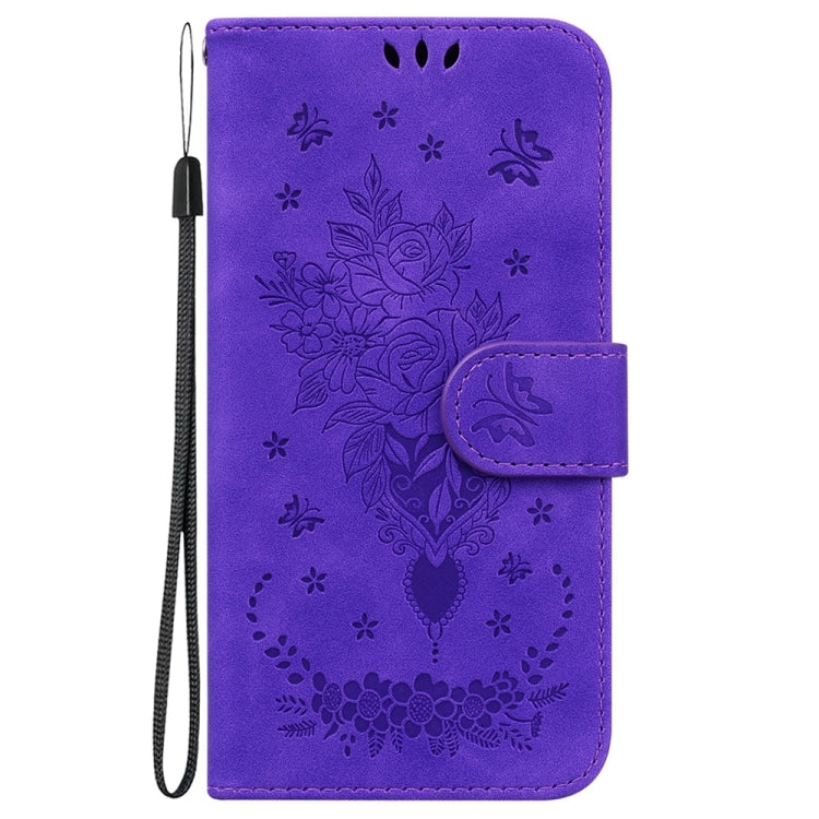For Samsung Galaxy S25 5G Butterfly Rose Embossed Leather Phone Case(Purple) - Galaxy S25 5G Cases by PMC TechLife | Online Shopping South Africa | PMC TechLife | Buy Now Pay Later Mobicred
