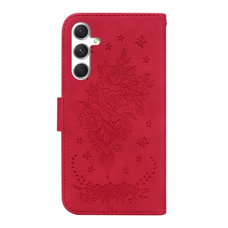 For Samsung Galaxy S25 5G Butterfly Rose Embossed Leather Phone Case(Red) - Galaxy S25 5G Cases by PMC TechLife | Online Shopping South Africa | PMC TechLife | Buy Now Pay Later Mobicred