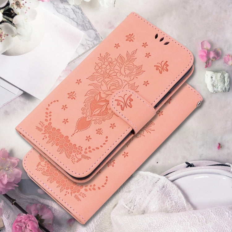 For Samsung Galaxy S25 5G Butterfly Rose Embossed Leather Phone Case(Pink) - Galaxy S25 5G Cases by PMC TechLife | Online Shopping South Africa | PMC TechLife | Buy Now Pay Later Mobicred