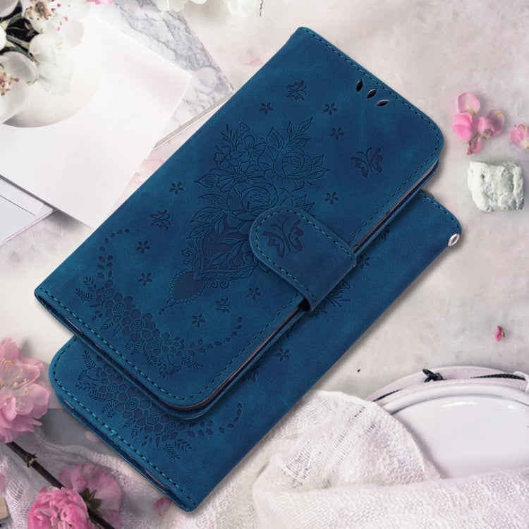 For Samsung Galaxy S25+ 5G Butterfly Rose Embossed Leather Phone Case(Blue) - Galaxy S25+ 5G Cases by PMC TechLife | Online Shopping South Africa | PMC TechLife | Buy Now Pay Later Mobicred